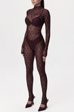 Elegant Lace Long-Sleeve Jumpsuit