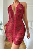 Fringe Halter Casual Dress