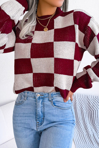 Checkered Knit Sweater