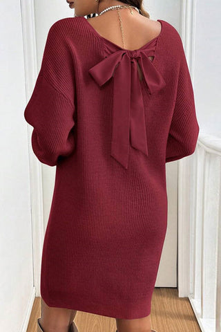 Bow-Back Knit Casual Dress