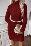 Cozy Cable Knit Turtleneck Dress