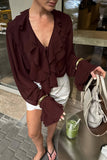 Ruffled V-Neck Blouse