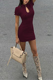Elegant Keyhole Casual Dress