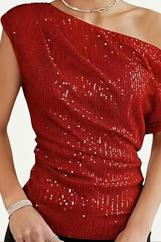 One-Shoulder Sequin Tank Top