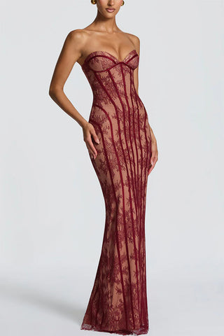 Strapless Sheer Evening Gown