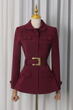 Buttoned Blazer with Waist Belt