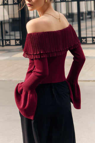 Off-Shoulder Buttoned Blouse