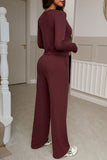 Button-Front Lounge Pants Set