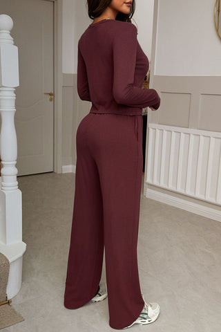 Button-Front Lounge Pants Set
