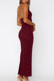 Elegant Halter Lace Evening Dress