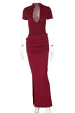 Elegant Ruched Casual Maxi Dress
