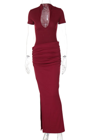 Elegant Ruched Casual Maxi Dress