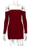 Off-Shoulder Ruched Casual Dress