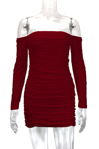 Off-Shoulder Ruched Casual Dress