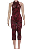 Halter Neck Leopard Print Jumpsuit