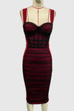 Strappy Sheer Mesh Midi Dress