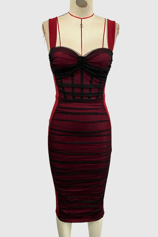 Strappy Sheer Mesh Midi Dress
