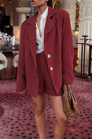 Striped Button-Front Short Set