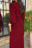 Ruched Long Sleeve Casual Dress