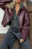 Zip-Front Cropped Faux Leather Jacket