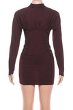 Ruched Long-Sleeve Evening Dress