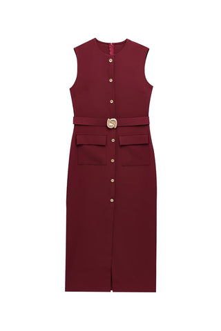 Sleeveless Button-Front Casual Dress