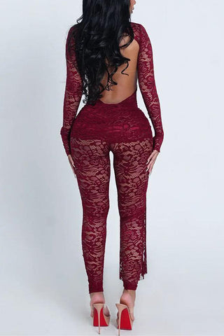 Elegant Lace Cut-Out Jumpsuit