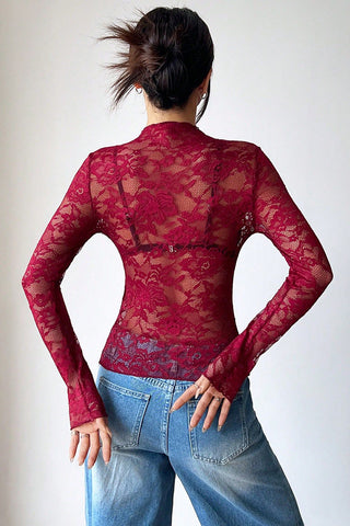 Sheer Lace Long Sleeve Top
