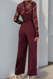 Lace Long-Sleeve Belted Jumpsuit