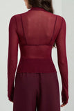 Sheer Turtleneck Long Sleeve Blouse