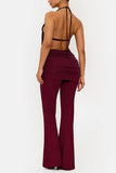 Halter Neck Top and Flared Pants Set