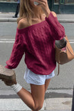 Off-Shoulder Cable Knit Sweater