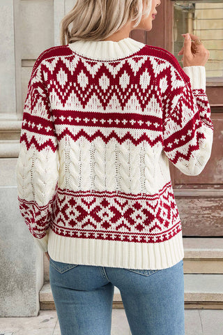 Geometric Pattern Knit Sweater