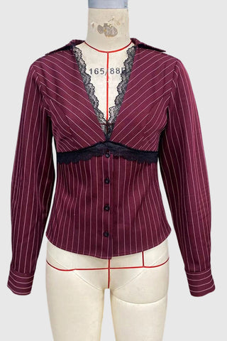 Button-Front Pinstripe Blouse