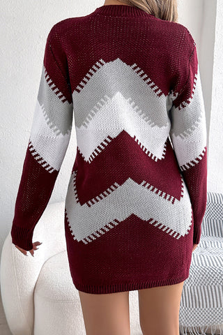 Chevron Pattern Knit Dress