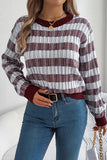 Striped Knit Sweater with Ribbed Trim