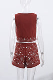 Geometric Print V-Neck Short Set