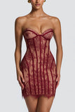 Strapless Lace Evening Dress
