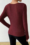 Ribbed Draped Neck Knit Top