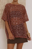 Sequined Mesh T-Shirt