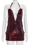 Plunging Sequin Night Out Dress