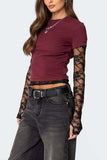 Lace Sleeve Fitted Tee