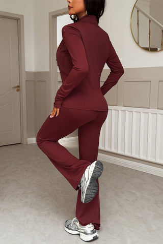 Zip-Front Casual Pants Set