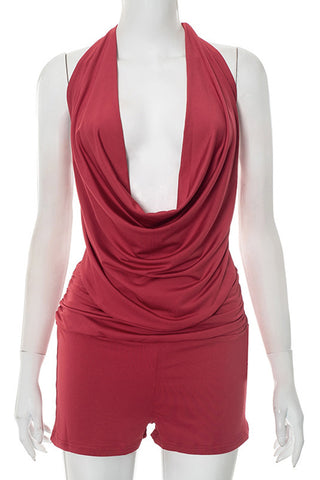 Draped Halter Short Set