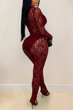Lace Overlay Jumpsuit with Cutout Detail