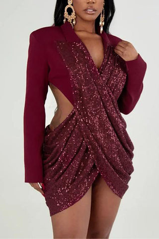 Sequin Ruched Bodycon Dress