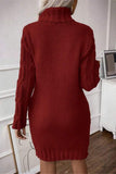 Cozy Cable Knit Turtleneck Dress