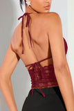 Lace-Up Halter Tank Top