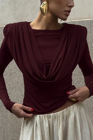Draped Front Long Sleeve Top