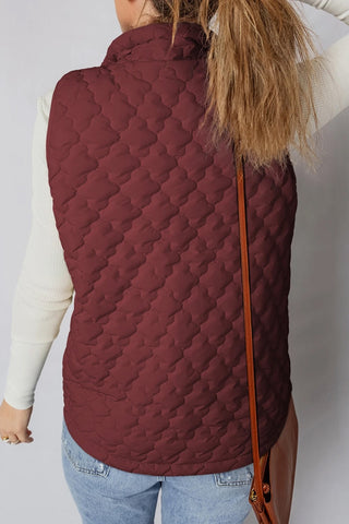 Quilted Snap Button Zip-Up Vest